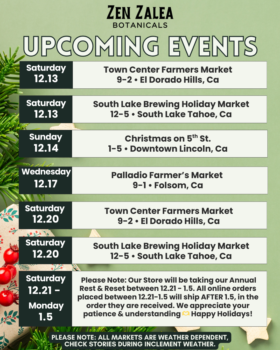 Upcoming Events Schedule